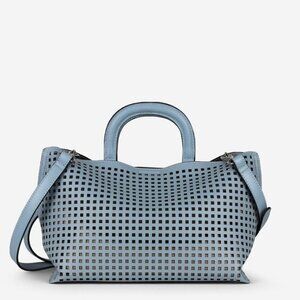 NWT Blue Vegan Leather Top Handle Shoulder Bag Purse